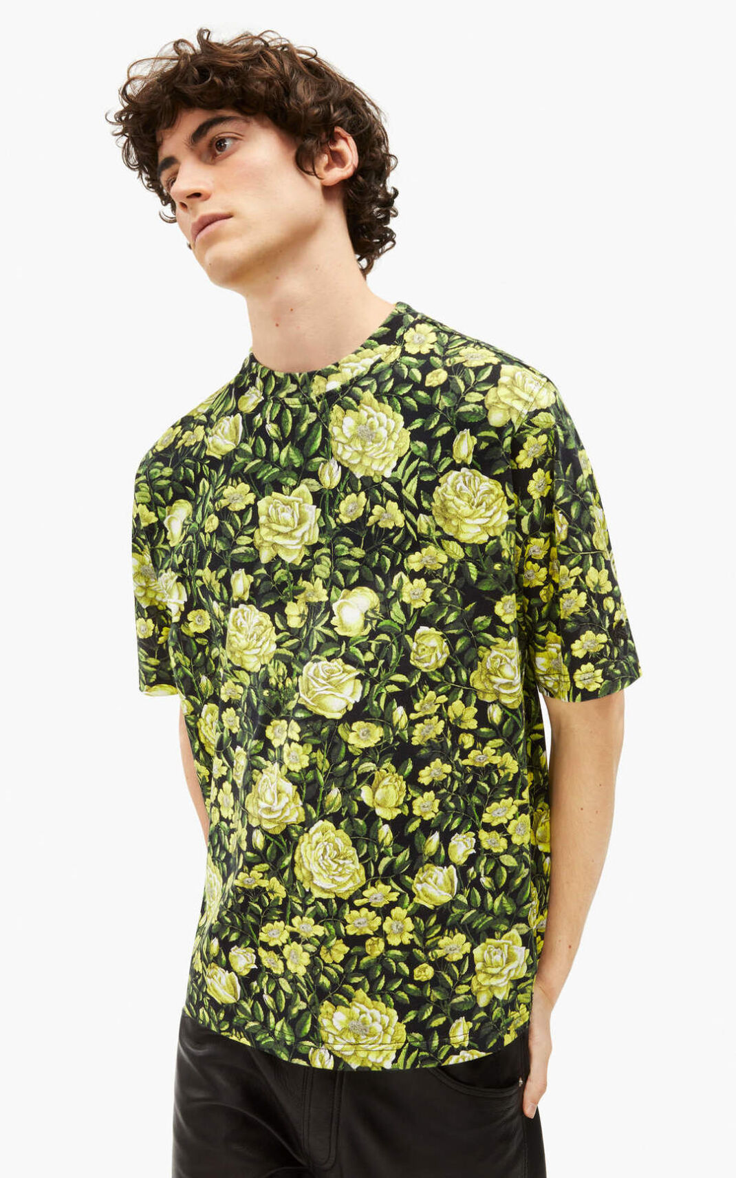 Kenzo Botanical Rose oversize Camisetas Hombre Negras | 2308697-GH